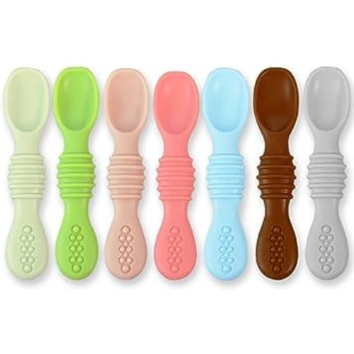 Baby Feeding Utensils, 2pcs/set Silicone Spoon And Fork, Bpa-free, Easy  Cleaning And Chewable