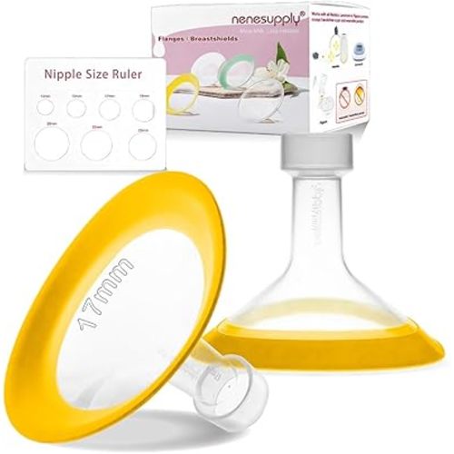 Nenesupply 17mm Oval Flanges Compatible with Medela Breast Pump Parts Replace 17mm Medela Flange Accessories. Work with Pump in Style Parts Symphony Parts Swing Maxi Harmony and Personalfit Flex