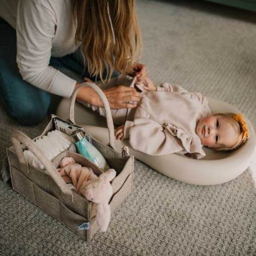 Durable Felt Removable Insert Diaper Caddy, Oatmeal - Parker Baby Co. | Maisonette