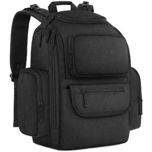 Itopfox Multifunctional Diaper Backpack with Insulated Pockets, Water Resistant Baby Bag for Men & Women, Stroller Straps, Black