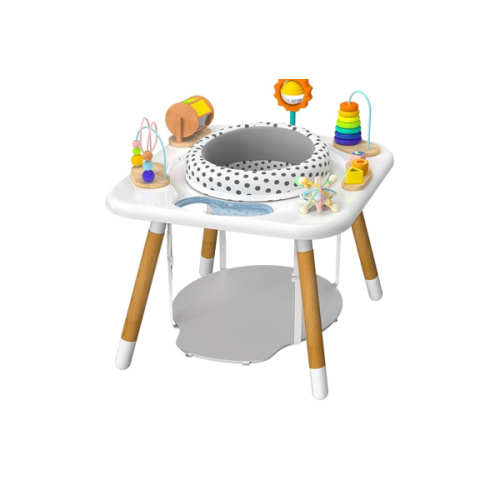 Kizfarm 3-Stage Baby Activity Center, Montessori-Inspired Design, 7 Interactive Toys with Teether, Exersaucer&Toddler Table, Shower Gift, 3 6 12 Month Old Baby Essential, Toy for Baby Infant Toddler