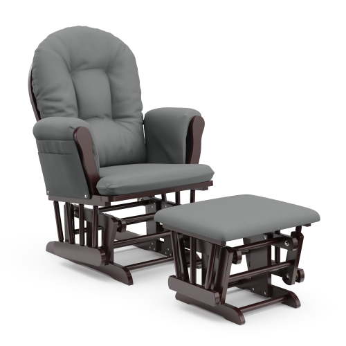 Storkcraft Hoop Infant Nursery Glider and Ottoman, Espresso with Gray