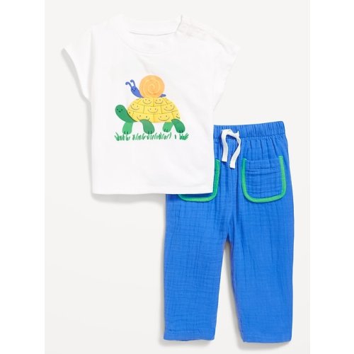 Short-Sleeve Graphic T-Shirt and Pants Set for Baby
