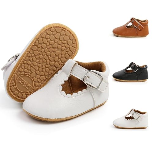 Meckior Infant Baby Girls Soft Sole Bowknot Princess Wedding Dress Mary Jane Flats Prewalker Newborn Light Baby Sneaker Shoes