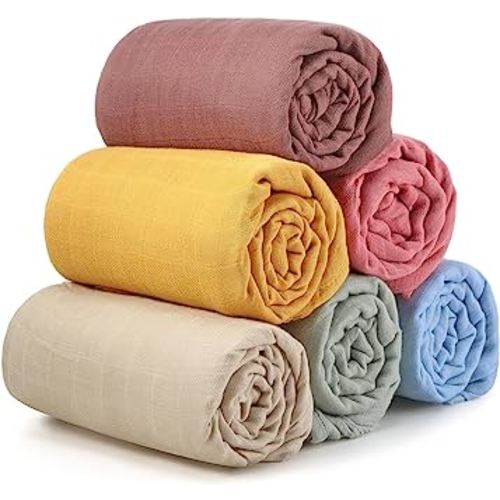 6 Pcs Muslin Swaddle Blankets Breathable Cotton Baby Blankets Colorful Baby Swaddle Receiving Blankets Soft Cotton Newborn Blankets Christmas Baby Gift for Unisex Boys Girls(Multi Colors)
