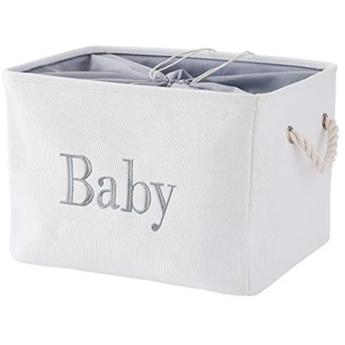 INough Storage Basket for Nursery, Baby Toys Storage Bins, Empty Large Baby Shower Gift Basket,for Baby Girls or Boys Room,Wipes and Diapers, Storage Box for Nursery/Kids Room (16 x 12.2 x 11 Inches)