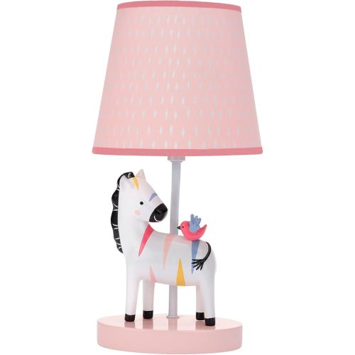 Lambs & Ivy Jazzy Jungle Zebra White/Peach Nursery Lamp with Shade & Bulb