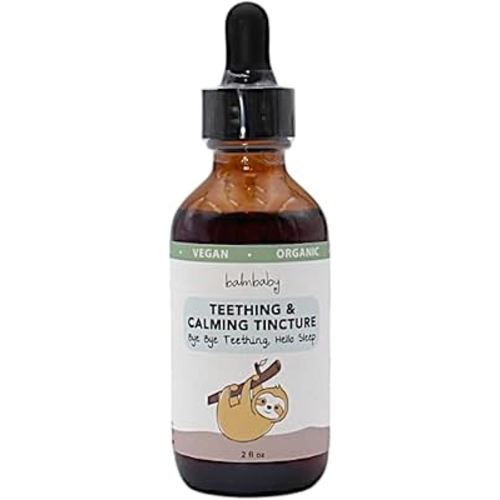 Balm Baby Natural & Organic Baby Teething & Calming Tincture - Calms, Soothes Gums and Discomfort – Vegan - Glass Bottle with Glass Dropper (2oz)