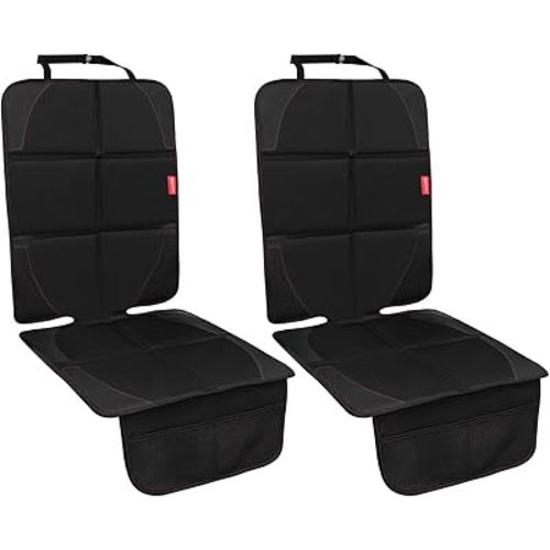Car Seat Protector, 2 Pack Carseat Protector with Thick Padding, Baby/Pets for Child Car Seat-Mesh Pockets-Waterproof-Universal Size(Black)