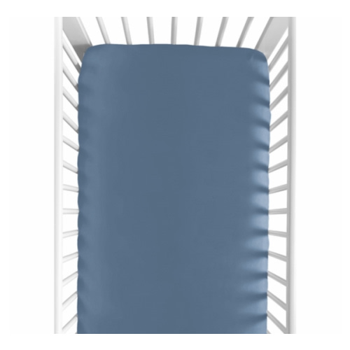 Watercolor Sports Theme Collection Crib Sheet - Solid Slate Blue