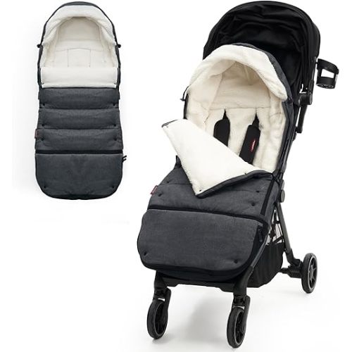 Momcozy Stroller Footmuff Universal | Easily Attaches to Most Strollers | Ultra-Plush,Weather-Proof | Deluxe Warm Stroller Bunting Bag | Extendable Stroller Cover for Winter | Adjustable Buckle