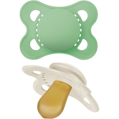 MAM Original Latex Pacifiers, Binky Pacifier for 0-6 Months, Natural Rubber Nipple, Made from Bio-Circular Materials, Easy to Clean, with Sterilizer Case, 2 Count Binkies
