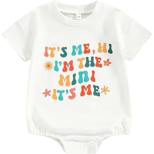 Infant Baby Girl Summer Clothes Short Sleeve Crewneck Letter Oversized Romper Shirt Bodysuit Cute Newborn Outfit
