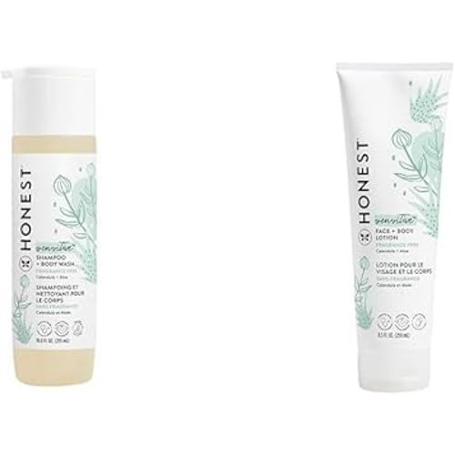 The Honest Company 2-in-1 Cleansing Shampoo + Body Wash | Gentle for Baby | Naturally Derived & Hydrating Face + Body Lotion | Fast Absorbing, Naturally Derived, Hypoallergenic