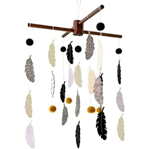 MOVEBO- Feather Crib Mobile for Baby, Neutral Wall Hanging Decor Ornament Hanger Gift for Kids (Feather Baby Crib Mobile)