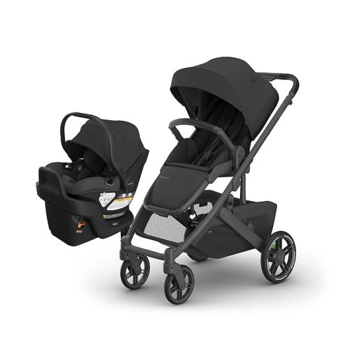 UPPAbaby Cruz V3 Stroller + Aria V2 Lightweight Car Seat Travel System Combo – Toddler Seat, Bumper Bar, Bug and Rain Shield, Car Seat Base, and Infant Insert Included – Jake (Charcoal)