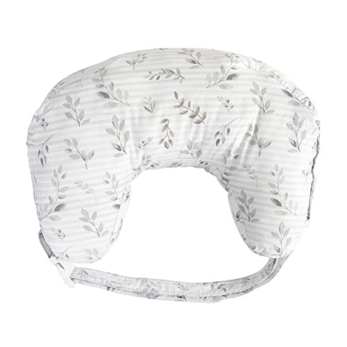 Boppy Nursing Pillow Best Latch, Gray Pennydot Leaf Stripe, Lactation Consultant Created, Firm Contoured and Plush Sides for Breastfeeding Options, Padded Belt, Plus Sized to Petite, Machine Washable - Gray Leaf Stripe