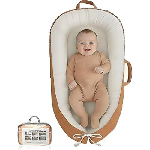 Baby Lounger - Infant Lounger for Newborn 0-24 Months, Pure Cotton Breathable Baby Nest Lounger Cover, Newborn Essentials for Baby Boys & Girls, Portable Baby Lounger for Home and Travel