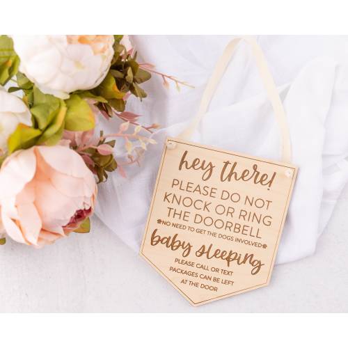 Baby Sleeping Sign, Please Do Not Knock or Ring Doorbell Wood Sign, Do Not Disturb, Baby Shower Gift, Gift for New Parents, New Mom