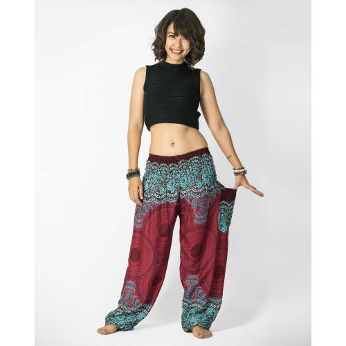 Geometric Mandalas Women's Harem Pants in Red