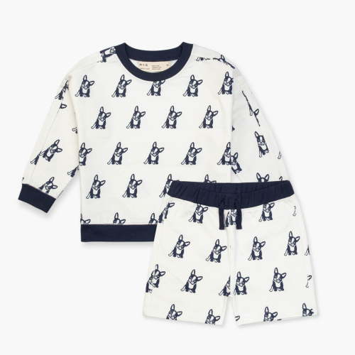 M+A by Monica + Andy Organic Cotton Toddler Long Sleeve Sweatshirt and Short Outfit Set, Sizes 12M-5T