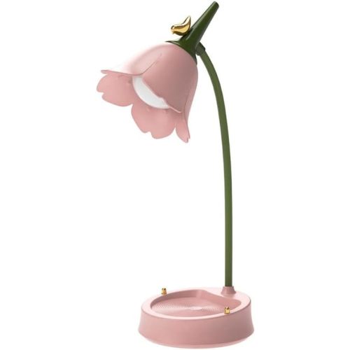 MAGICKK Flower LED Desk Lamp Cordless Table Light Adjustable Gooseneck Dimmable Touch Rechargeable Battery Student Bedroom Room Lighting Table Light House Decor (Pink)