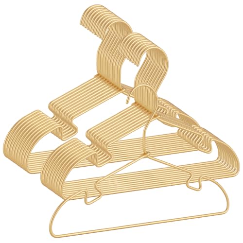 VWV 20 Pack Gold Aluminum Hanger, 12.6 Inch Children Baby Hanger, Sturdy Metal Children Clothes Hanger for Wardrobe, Space-Saving Toddler Hanger