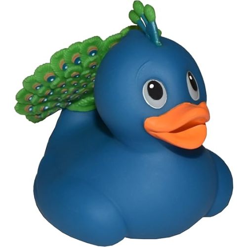 Wild Republic Rubber Ducks, Bath Toys, Kids Gifts, Pool Toys, Water Toys, Peacock, 4"