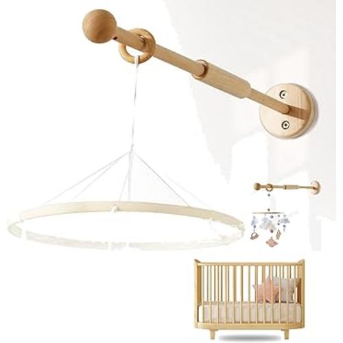 Wall Mounted Baby Arm for Crib, Sturdy Natural Wood Wall Holder, Baby Safe Wooedn Hanger for Crib, Baby Room Nursery Wall Decor, Newborn Gift Idea for Crib Toys Hanging Arm Wall Mounted