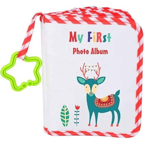 VNOM Baby Photo Album Soft Cloth Photo Book First Year Memory Album Shower Gift for Babies Newborns Toddlers & Kids,Holds 4x6 Inch Photos. (Red)