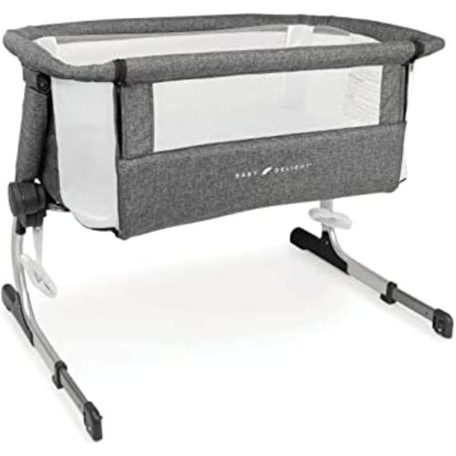 Baby Delight Beside Me Dreamer Bassinet | Bedside Sleeper | 6-Position Height Adjustment | Charcoal Tweed