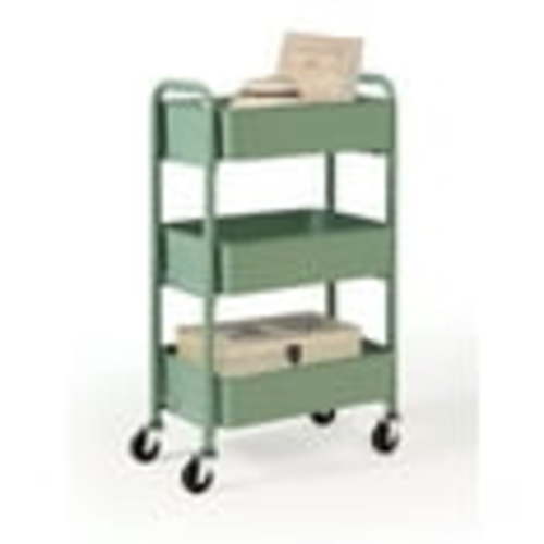 SunnyPoint 3-Tier Compact Rolling Metal Utility Cart with Caster Wheels, TURQ