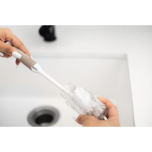 Ubbi Baby Bottle Brush Set, Bottle Brush and Nipple Brush, Baby Cleaning Essentials, Taupe (Pack of 2) - Taupe Bottle Brush