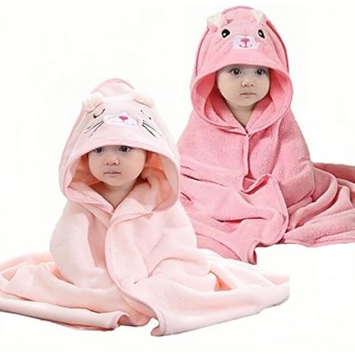 2Pcs Baby Hooded Towel,31 * 31 in Toddler Bath Towels and Washcloths Set for Newborn Babies,Toallas de Baño para Bebe,Organic Infant Kids Boy Essentials1-3