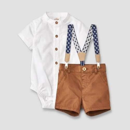 Baby Boys' Star Suspender Top & Bottom Set - Cat & Jack™ White