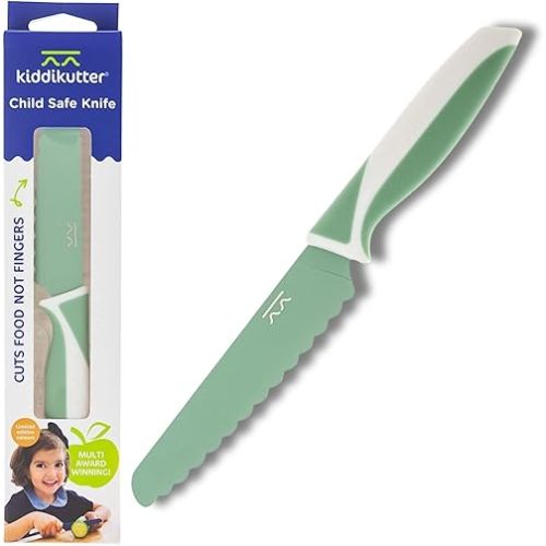 kiddi kutter Child Safe Knife | Stainless Steel Design | Rounded Edges That Won't Cut Skin | Kid Friendly Training Knives | Sea Green