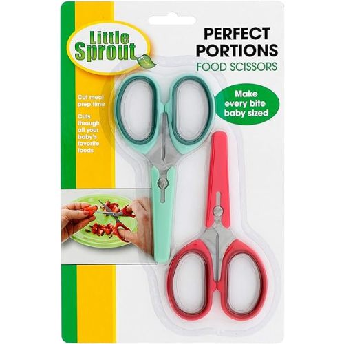 Baby Food Scissors 2 Pack w Covers- Parent Must-Safety Stainless Steel Shears- Make Every Bite Perfectly Sized & Safe- For Babies, Toddlers- Kids Feeding or Adult Portion Control, Xmas Gift for Mom