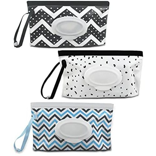 3 Pack Baby Wipes Dispenser Portable Wet Wipe Dispenser Bag Reusable Travel Baby Wipes Container Refillable Wet Wipe Carrying Case Holder for Diaper Bag Lightweight Travel Wipes Dispenser Cases