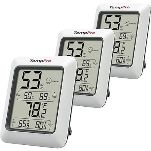 TempPro TP50 3 Pieces Digital Hygrometer Indoor Thermometer Room Thermometer and Humidity Gauge with Temperature Humidity Monitor (Previously ThermoPro)