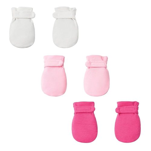 Newborn Baby No Scratch Mittens Stay On, 100% Cotton Breathable, Adjustable Infant Gloves for Baby Boys Girls Mittens