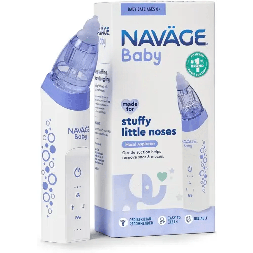 Navage Baby Nasal Aspirator - Gentle, Pediatrician Recommended Nasal Aspirator for Baby Congestion & Stuffy Noses - Baby Nose Sucker w/ Lights, Lullabies & BPA Free Silicone Tips