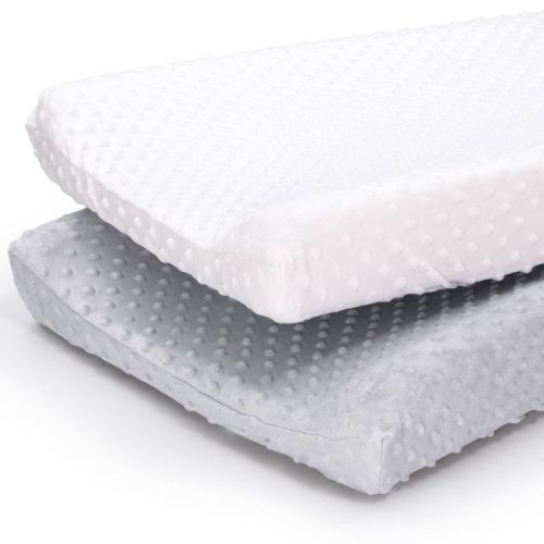 The Peanutshell Minky Dot Solid Changing Pad Covers - Gray/white 2pk