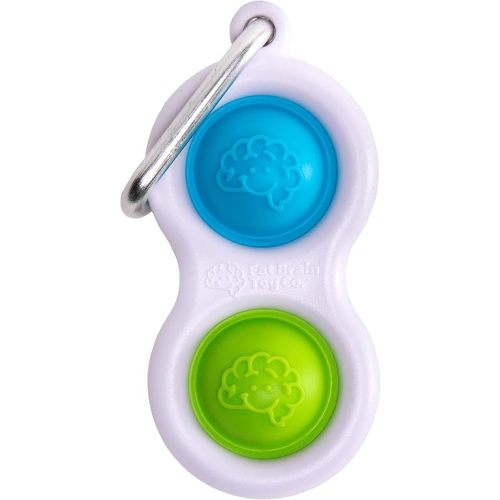 Fat Brain Toys Simpl Dimpl - Simple Dimple - Blue/Lime - Popping Fidget Keychain