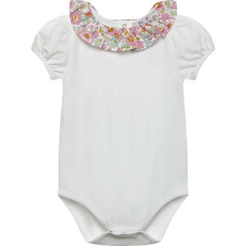 Little Liberty Print Betsy Willow Body, Coral Betsy - Trotters London Rompers | Maisonette