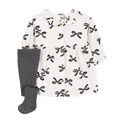 Baby 2-Piece Bow Print Dress & Tights Set - Carter's | Carter's