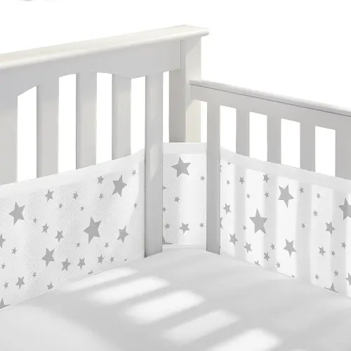 BreathableBaby Breathable Mesh Liner for Full-Size Cribs, Classic 3mm Mesh, Starlight (Size 4FS Covers 3 or 4 Sides)