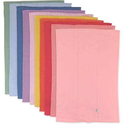 HonestBaby Baby Organic Cotton Knit Burp Cloths Multipack, 10 Pack Rainbow Gems Pinks, One Size