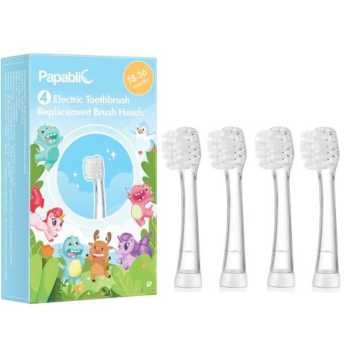 Papablic Replacement Toothbrush Heads - 4 Count | Compatible BabyHandy & Toddler Sonic Electric Toothbrushes (18-36 Months)
