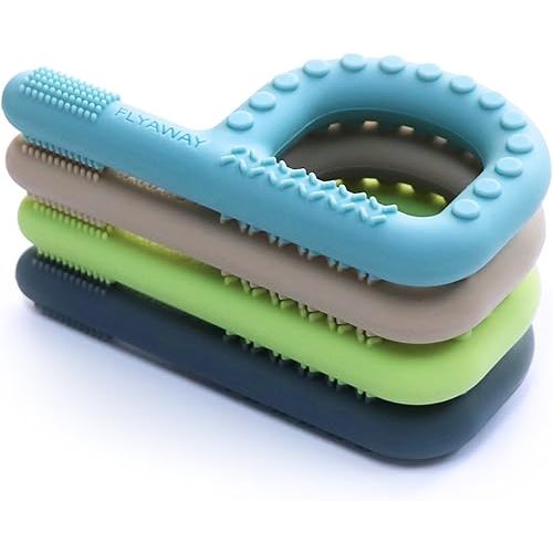 Sensory Chew Toys for Autistic Children 4 Pack, P Shape Sensory Toys for Babies Toddlers, Baby Teething Toys for 3-6 6-12 Month Oral Motor Stimulation, Silicone Chew Necklaces for Kids Adults BPA Free