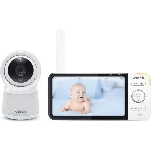VTech RM5754HD RM5754HD Smart Wi-Fi 1080p Video Baby Monitor System with 5-in. Display, Night-Light, and Remote Access, White